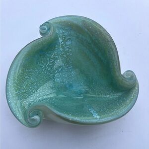 Alfredo Barbini for Murano Art Glass Silver Fleck Blue & White Bowl